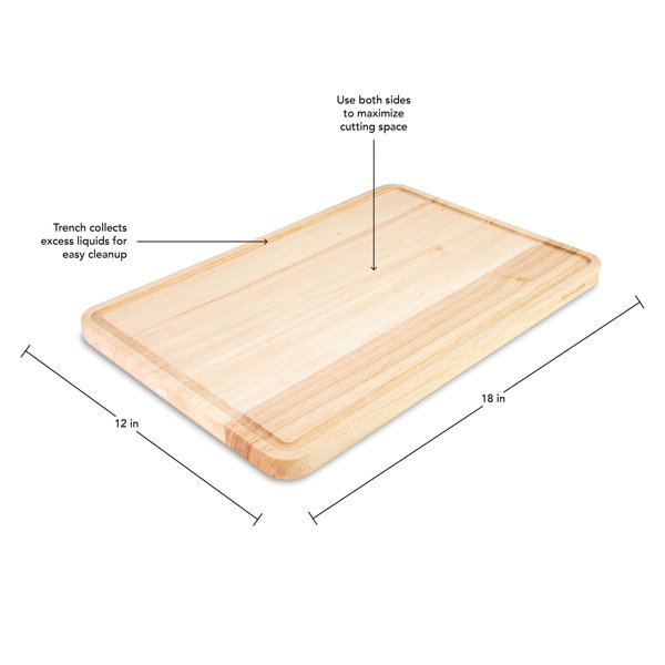 KitchenAid Classic Rubberwood Cutting Board with Perimeter Trench, 12